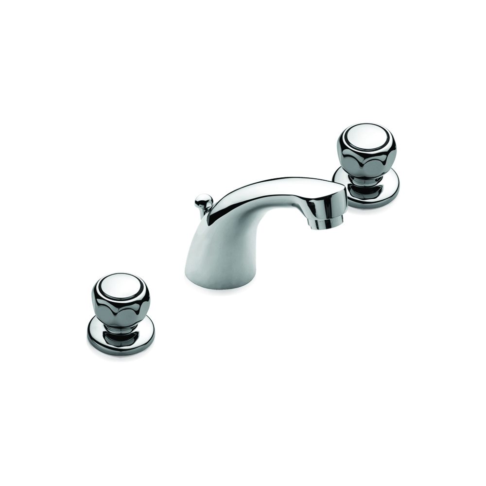 3-hole basin mixer with pop-up waste and chain holder