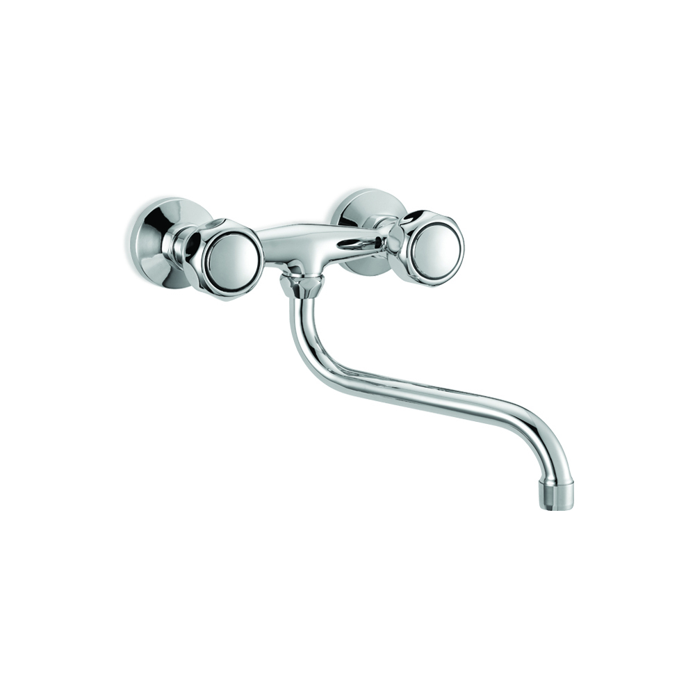 Single hole wall mounted faucet with swivel spout
