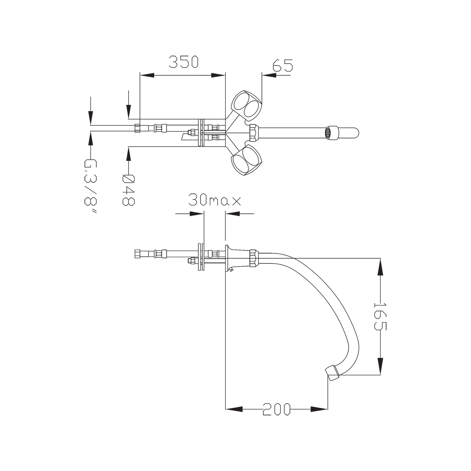 Single-hole sink unit with swivel J-spout