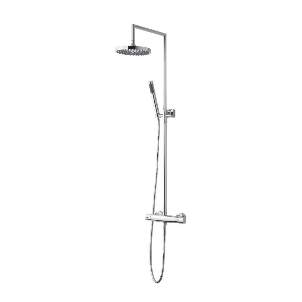Telescopic shower column, adjustable and thermostatic