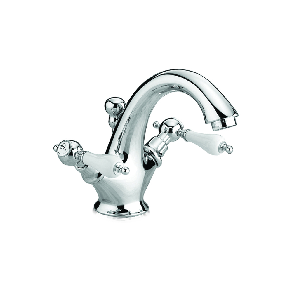Single-hole basin mixer with automatic waste water system