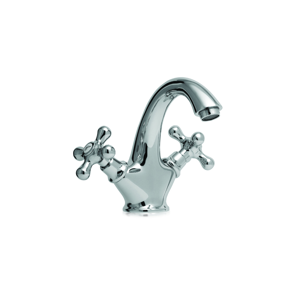Single-hole basin mixer with automatic waste water system