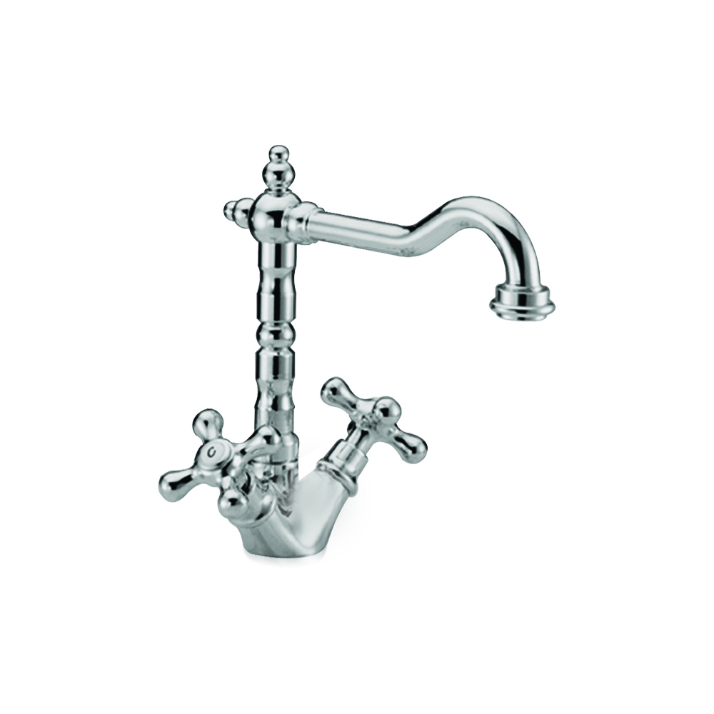 Single hole wall mounted faucet with vintage swivel spout