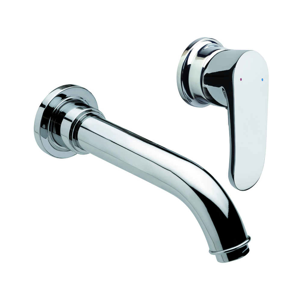 Built-in basin mixer with spout