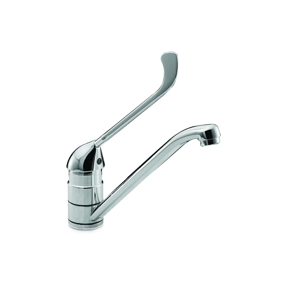 Mixer with clinical lever and swivel spout tube