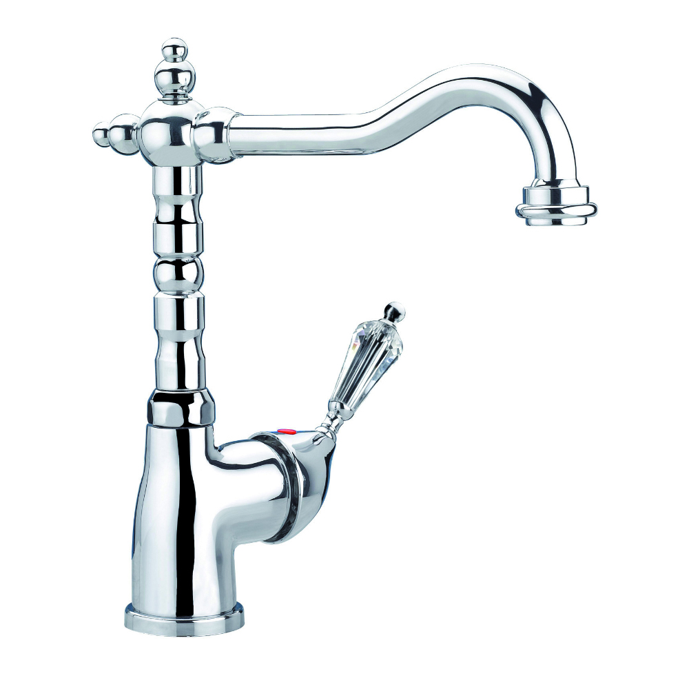 Basin mixer with side lever and Svarowski crystals