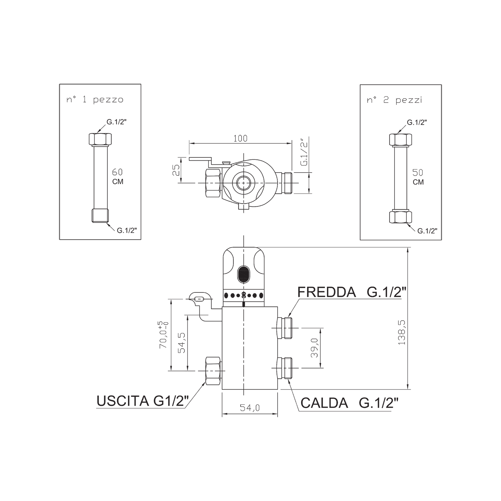 Thermostatic mixing valve shower