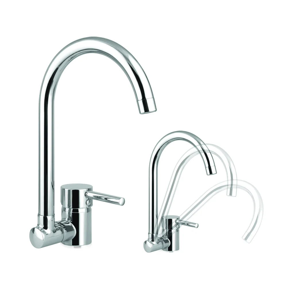 Sink mixer with folding swivel spout