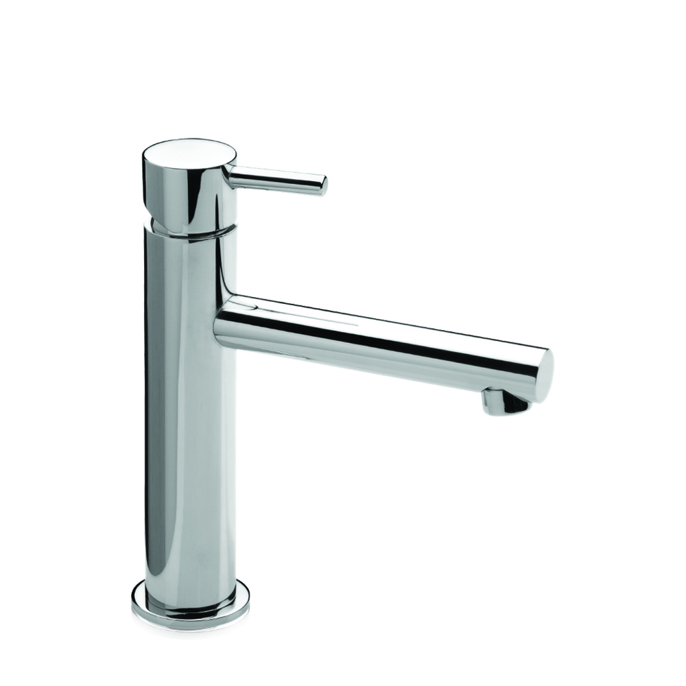 Tall basin mixer with long spout and CLICK-CLACK waste
